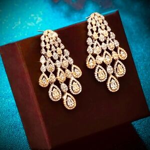 Elegant Gold and Silver Chandelier Earrings